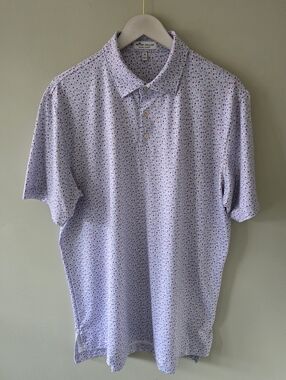 NWOT Peter Millar M Performance Wear Eclectic Novelty Cocktail Print Golf Polo